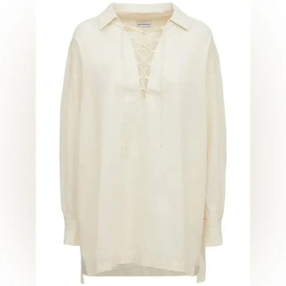 WeWoreWhat Cream Linen Caftan Coverup